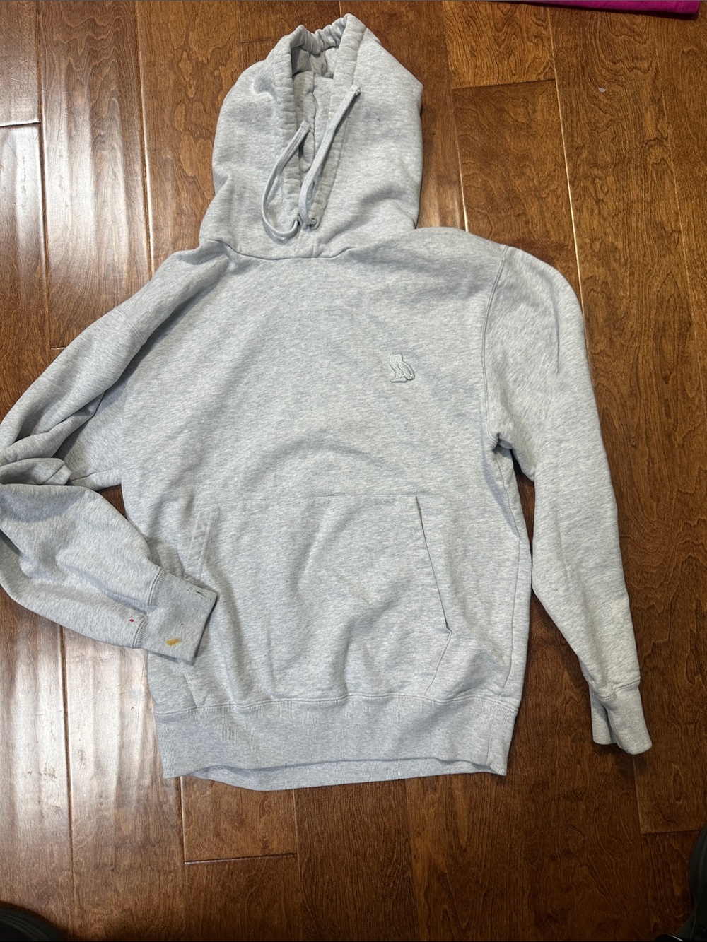 OVO Light Heather Gray Pullover Hoodie with Subtle Owl Emblem